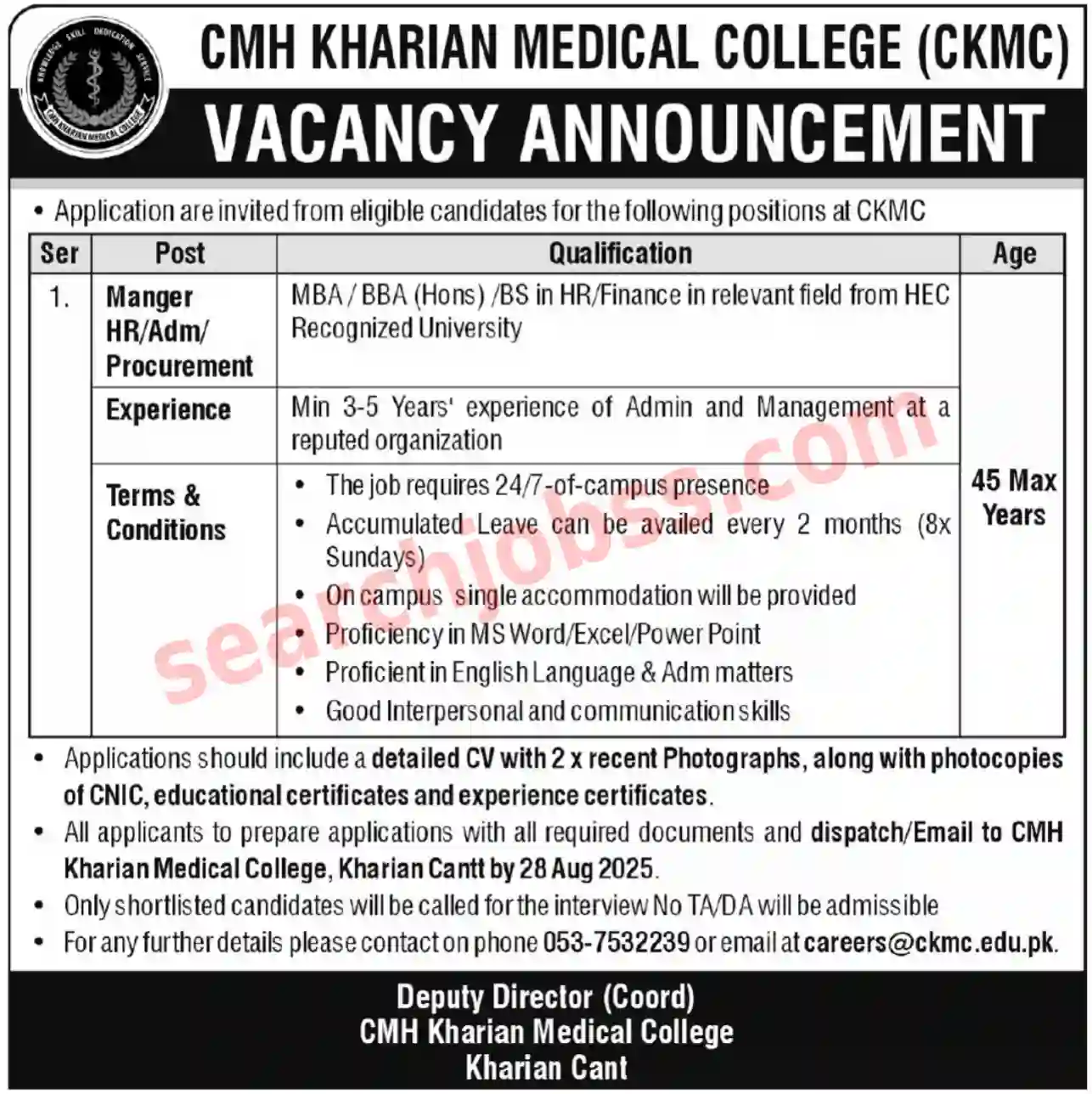 CMH Kharian Medical College Jobs 2025