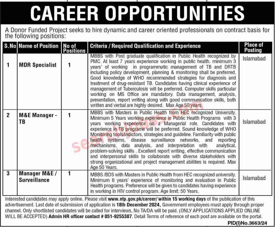 National TB Control Program Jobs 2024 Apply Now