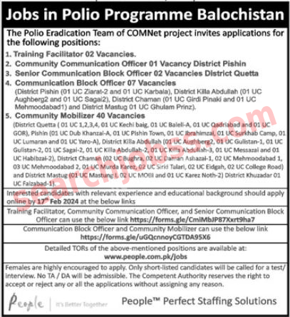 Latest Polio Programme Jobs in Quetta February 2024 Advertisement