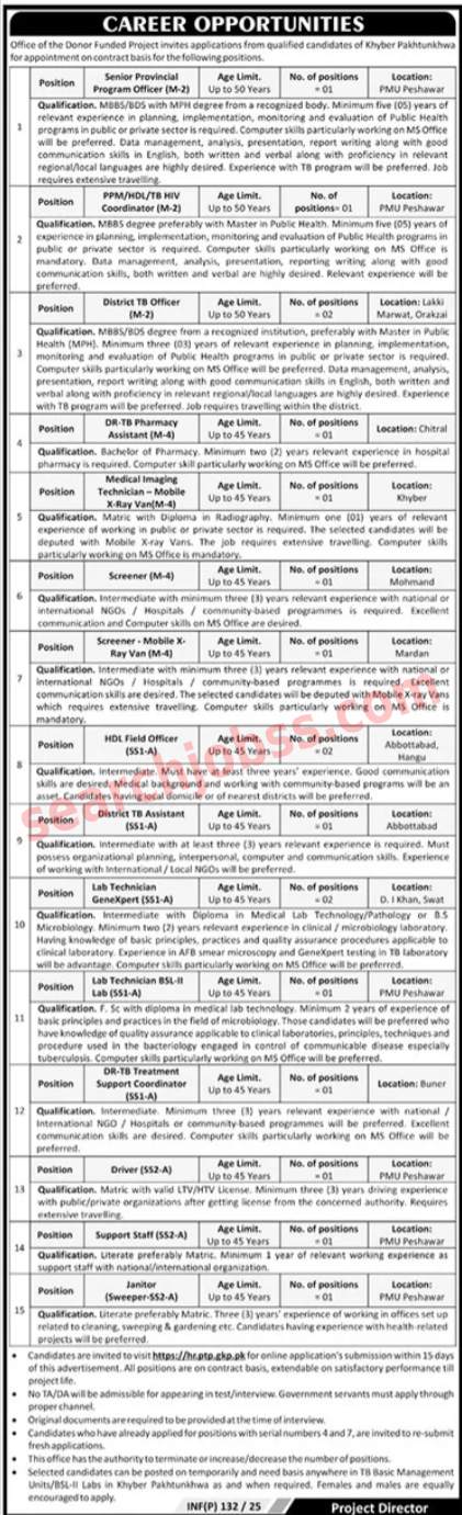 Tb Control Programme Jobs in KPK January 2025