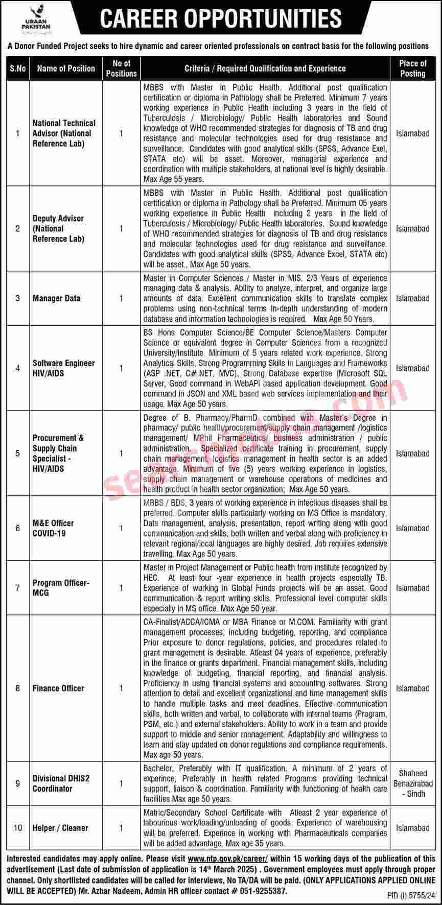 National TB Control Program NTP Jobs 2025