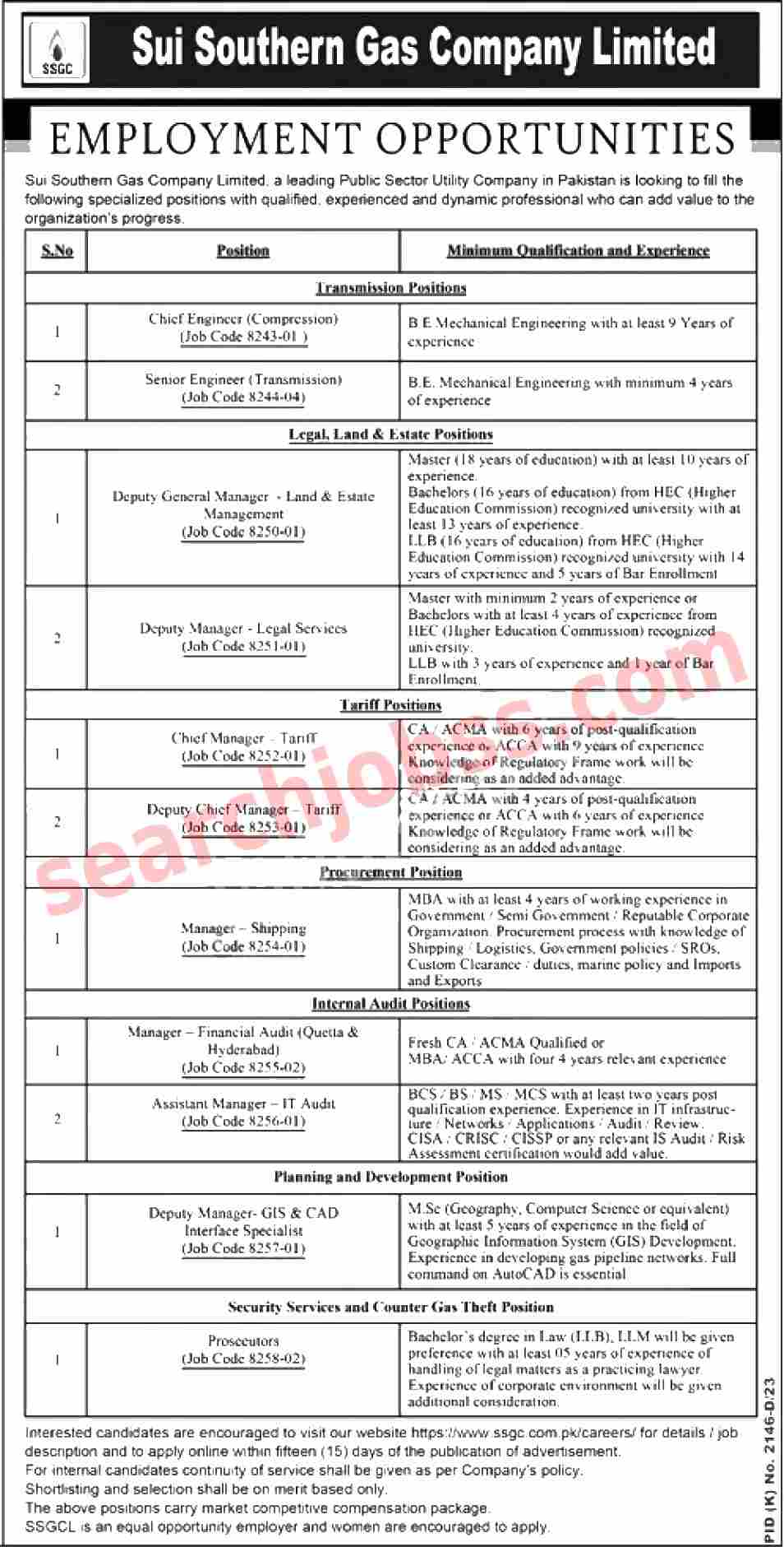 SSGC Jobs 2024 - Sui Southern Gas Company Limited