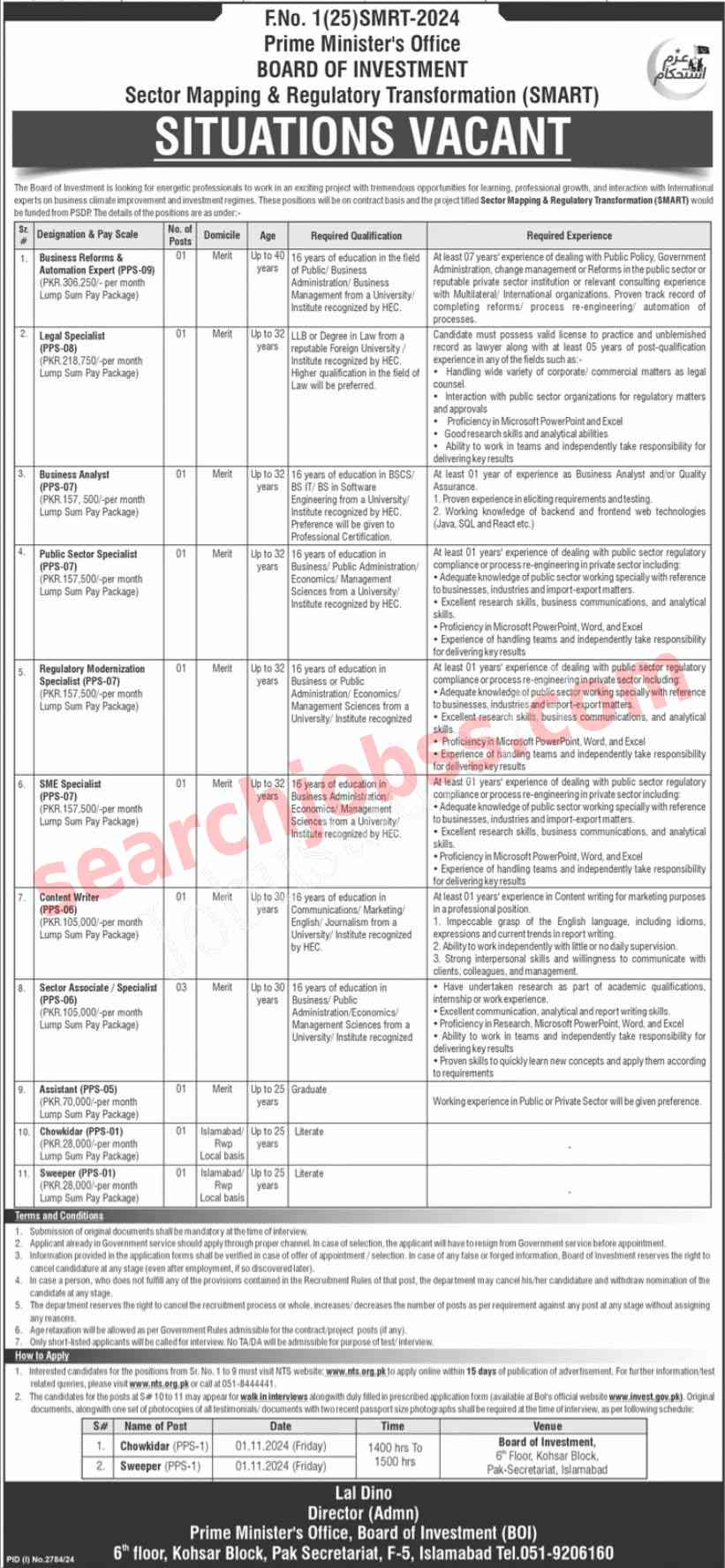 Latest Prime Minister Office Jobs in Pakistan October 2024