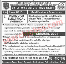 Latest TEVTA Rawalpindi  Jobs February 2024 Advertisement