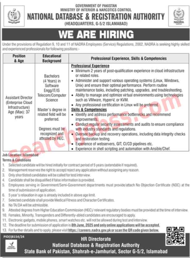 National Database and Registraion Authority NADRA Jobs 2025