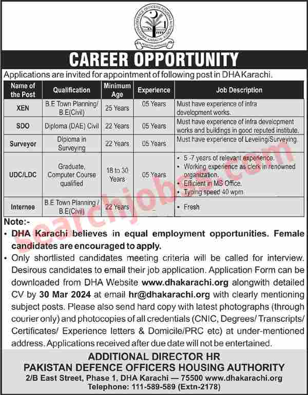 Jobs in DHA Karachi March 2024 Advertisement