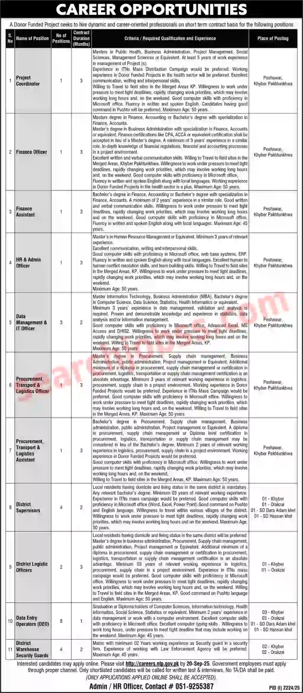 National TB Control Program NTP Jobs 2025