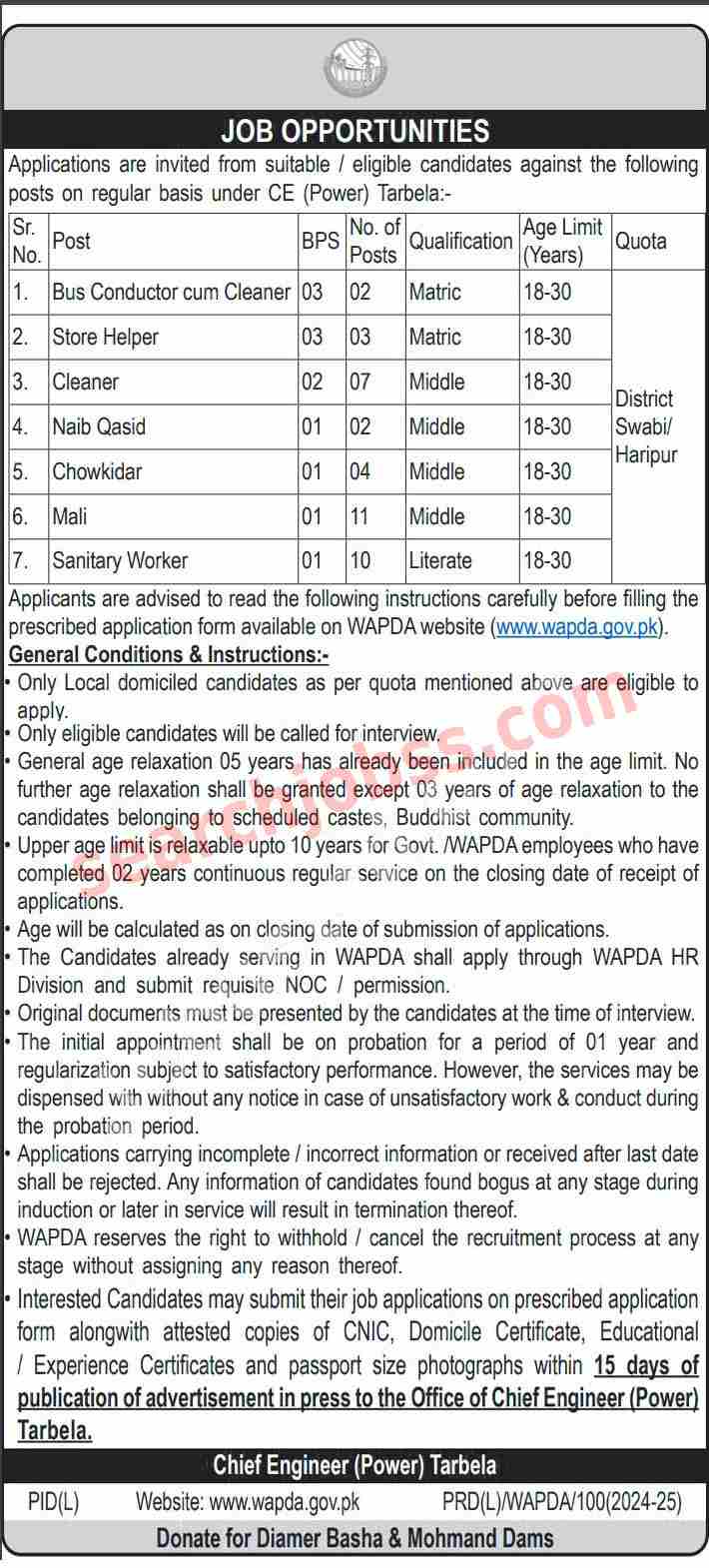 WAPDA Jobs in KPK September 2024 Advertisement