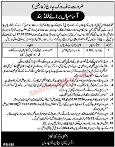 Latest Irrigation Department Punjab Jobs July 2024 Advertisement