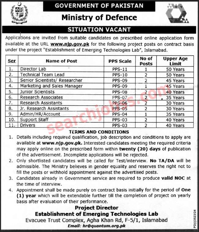 Ministry of Defence Jobs in Pakistan November 2024