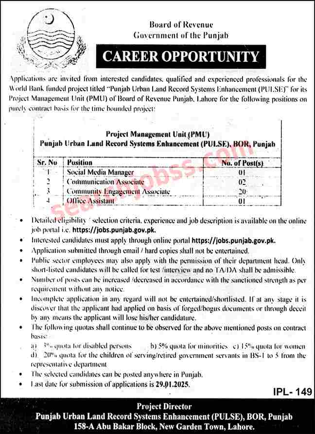 Board of Revenue Punjab Jobs 2025