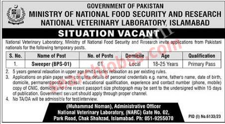 Ministry of National Food Security and Research April Jobs 2024