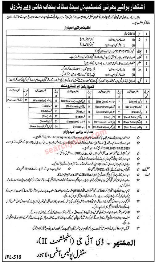 Punjab Highway Patrol Police Jobs February 2025