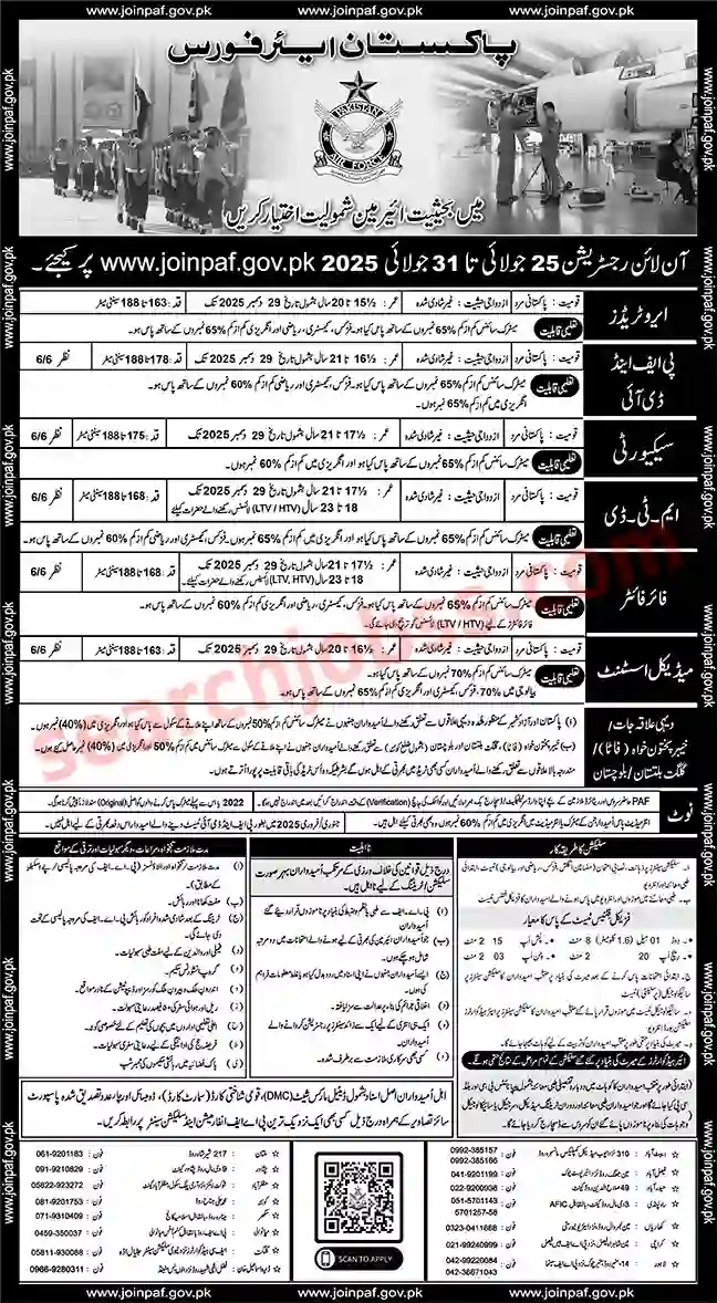 Join Pakistan Airforce as Airman Jobs 2025