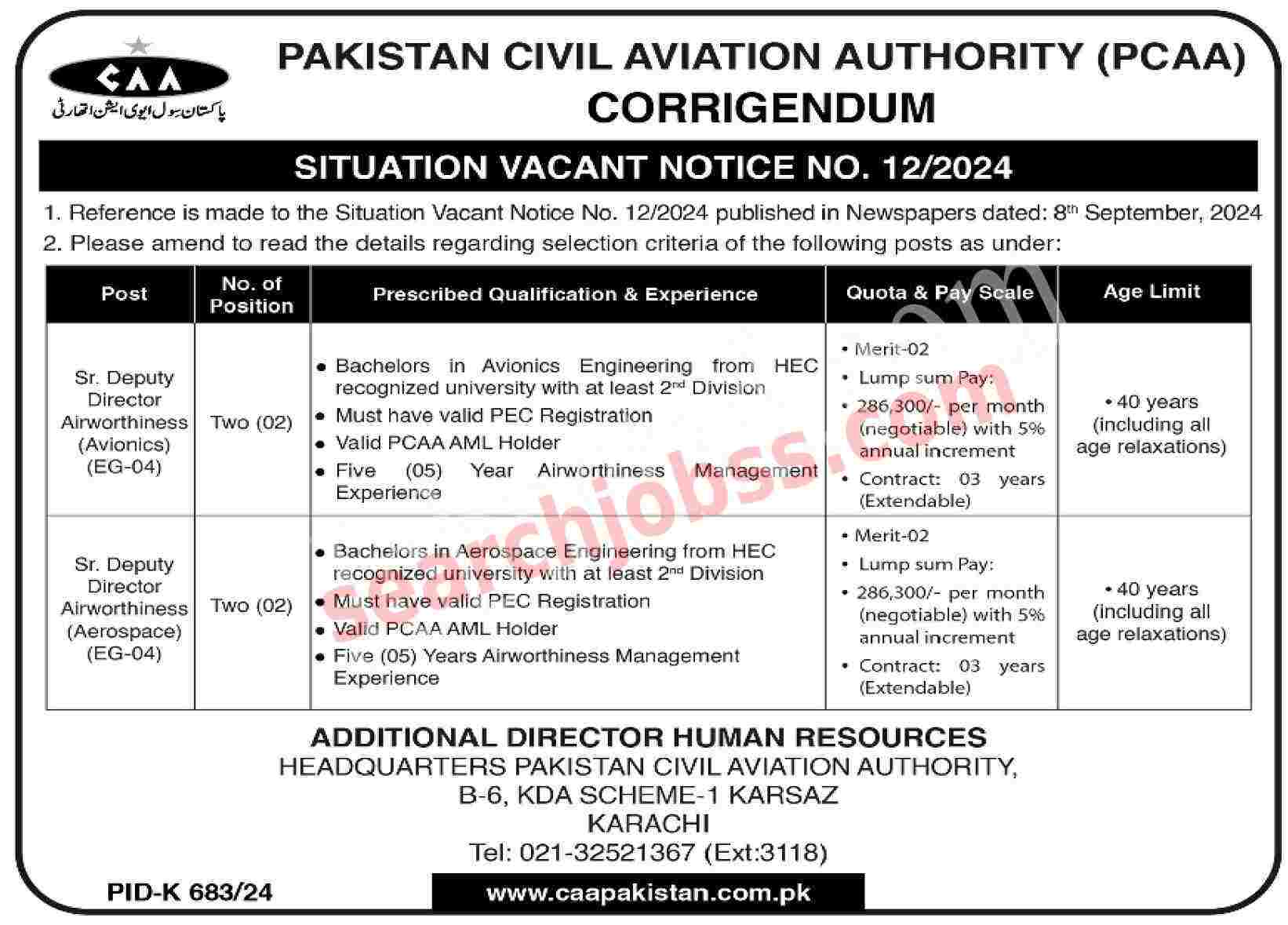 New Pakistan Civil Aviation Authority PCAA Jobs in Karachi 2024