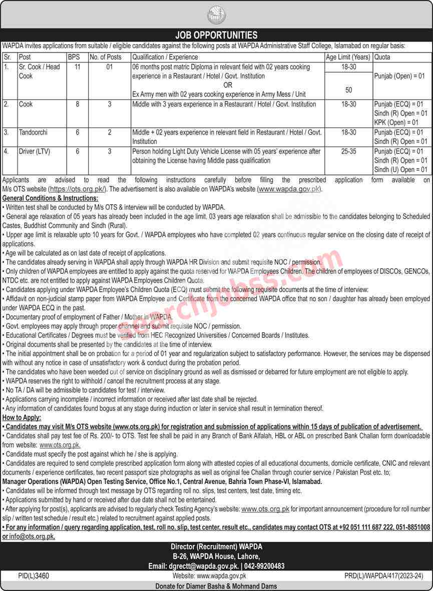 WAPDA Water and Power Development Authority Jobs May 2024