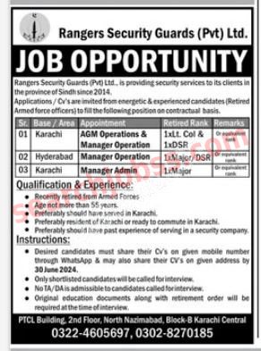 Latest Rangers Security Guards Jobs in Karachi June 2024 Advertisement