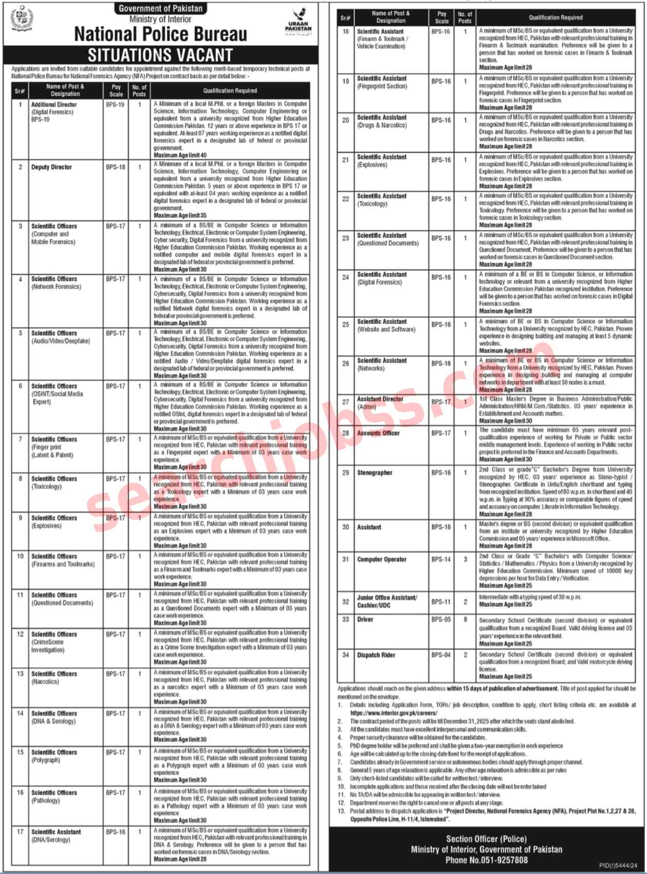 National Police Bureau - Ministry Of Interior Jobs 2025