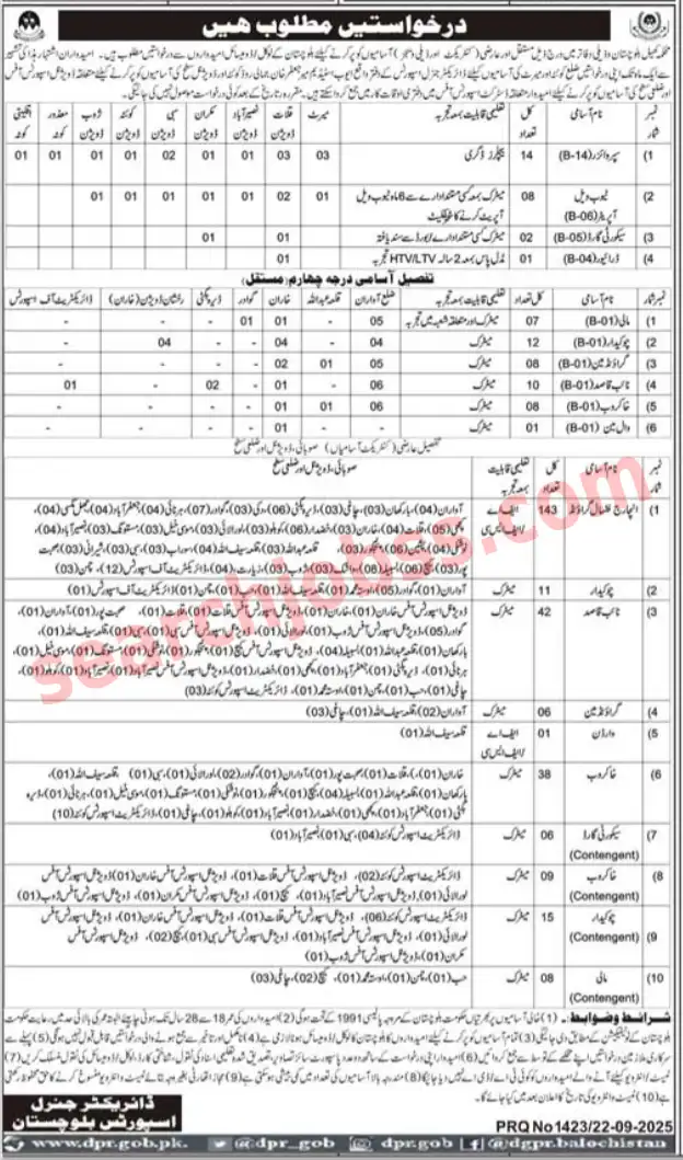 Sports and Youth Affairs Department Quetta Jobs 2025