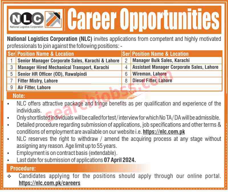 NLC Jobs April 2024 - National Logistics Corporation Jobs