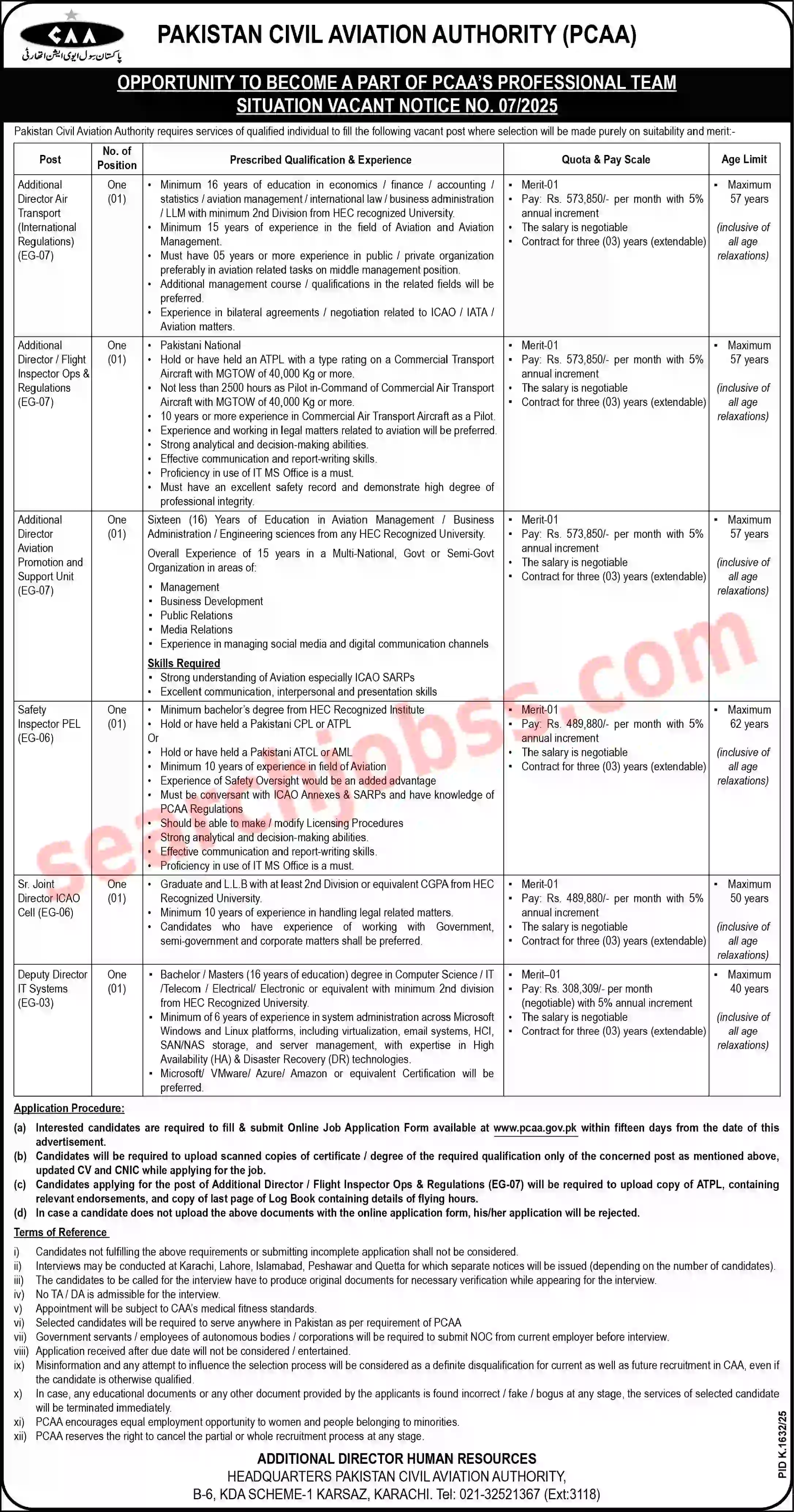Pakistan Civil Aviation Authority CAA Jobs 2025 in Karachi