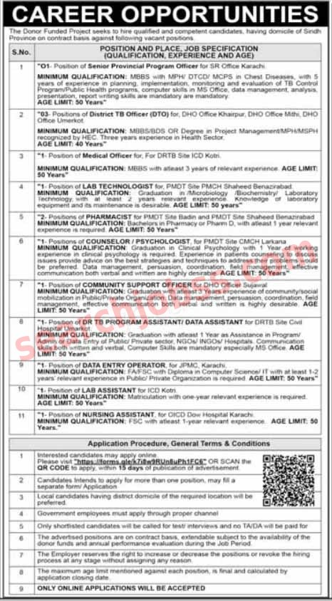 National TB Control Program Jobs in Sindh January 2025