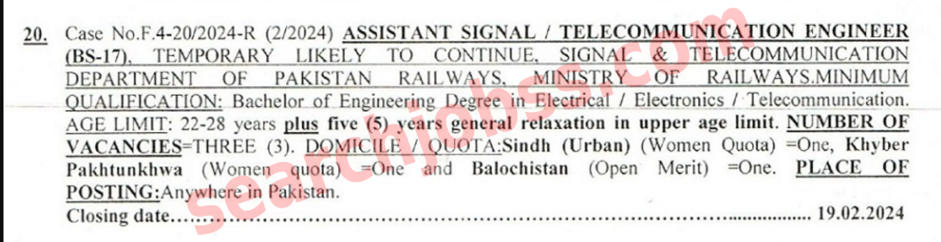 Latest Pakistan Railway Jobs February 2024 Advertisement