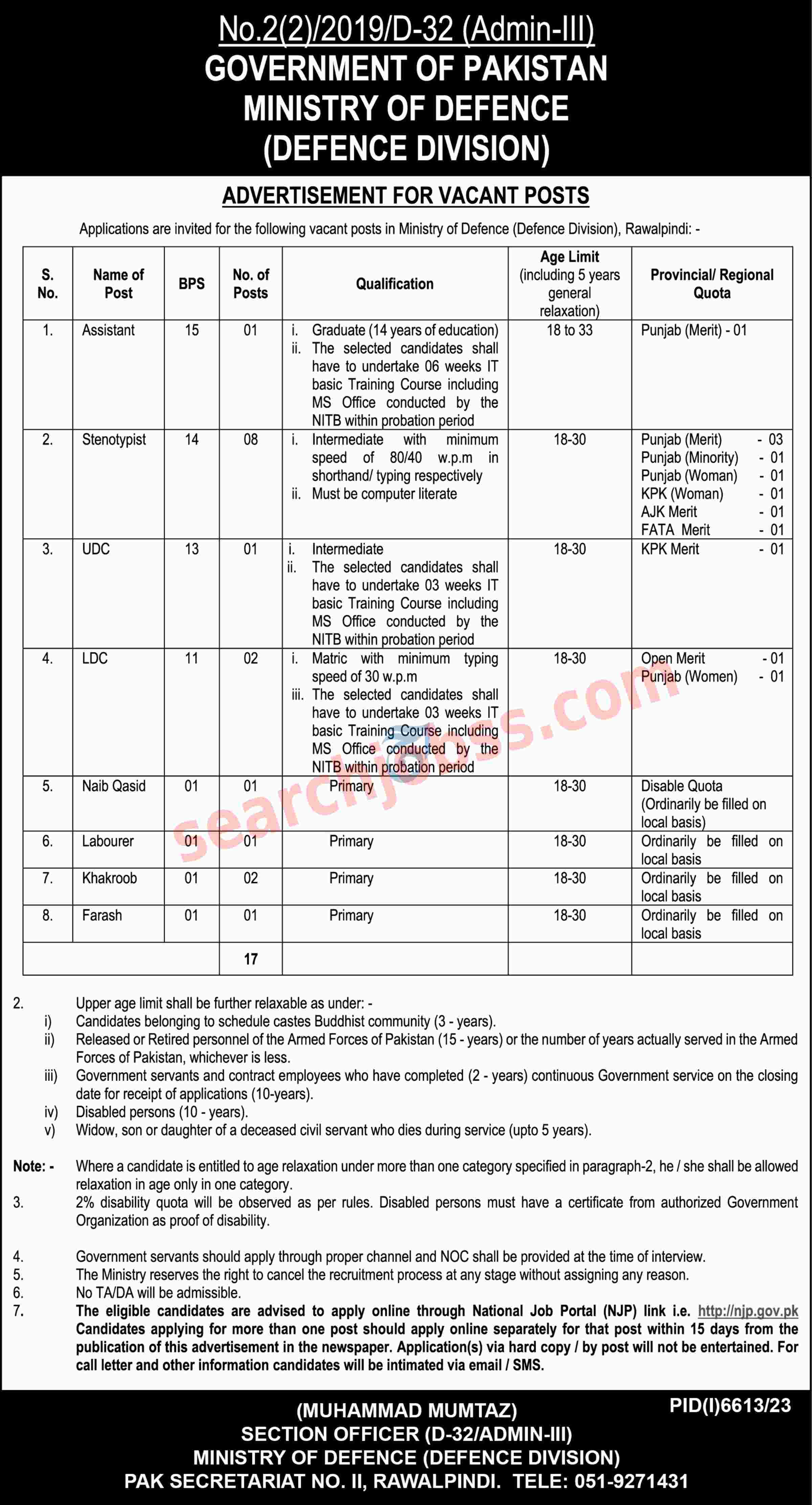 Latest Class 4 Jobs in Ministry of Defence May 2024 Advertisement