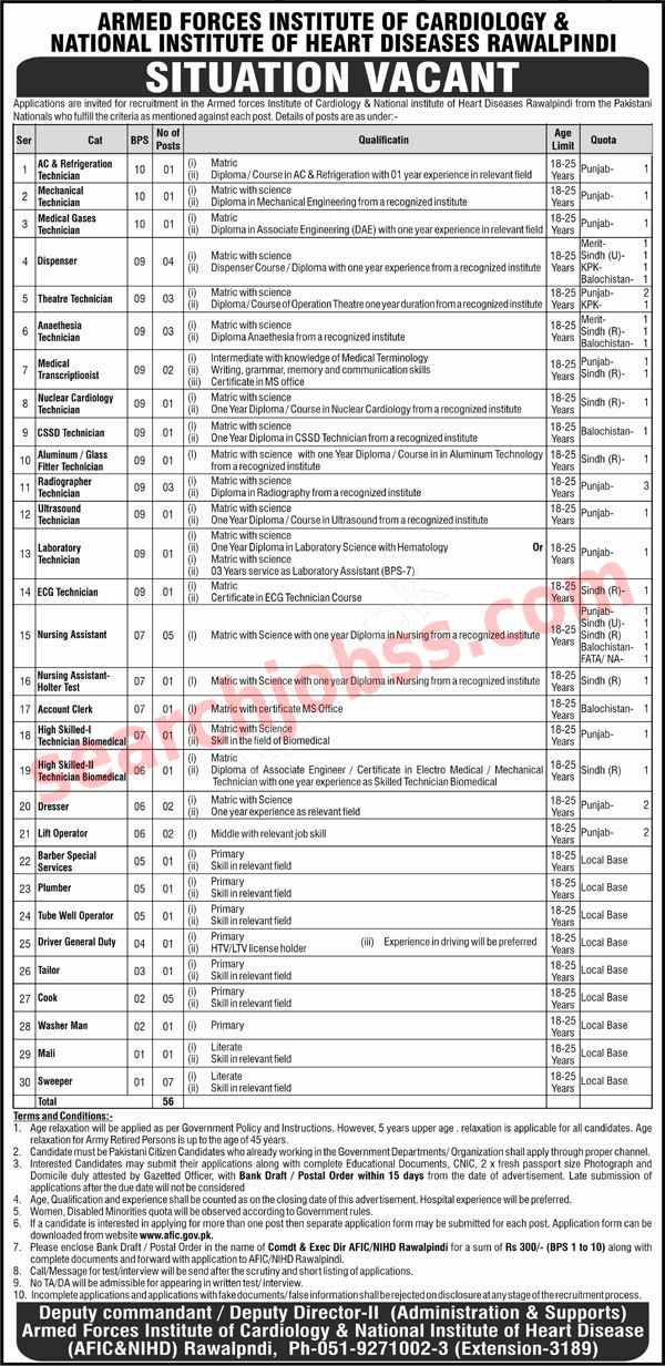 Armed Forces Institute of Cardiology Jobs March 2024
