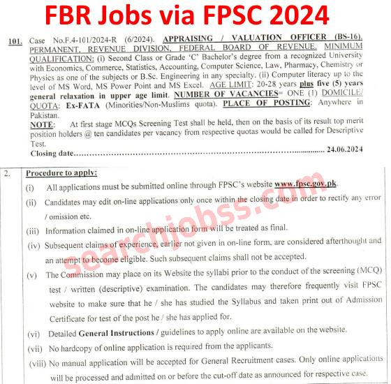 Fedral Board of Revenue FBR Jobs June 2024 Apply Online