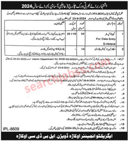 Latest Irrigation Department Punjab Jobs September 2024 Advertisement