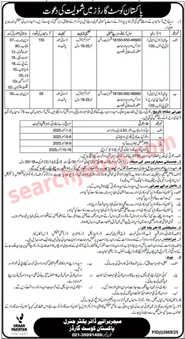 Pakistan Coast Guards Jobs 2025 Karachi Government Vacancies