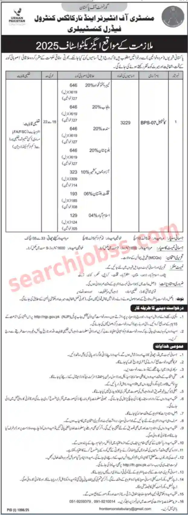 Ministry Of Narcotics Control Department Constable Jobs 2025