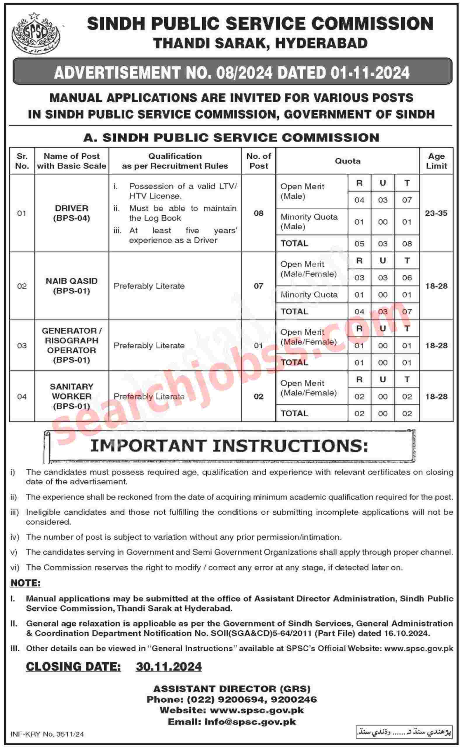 SPSC Jobs 2024 Apply Online