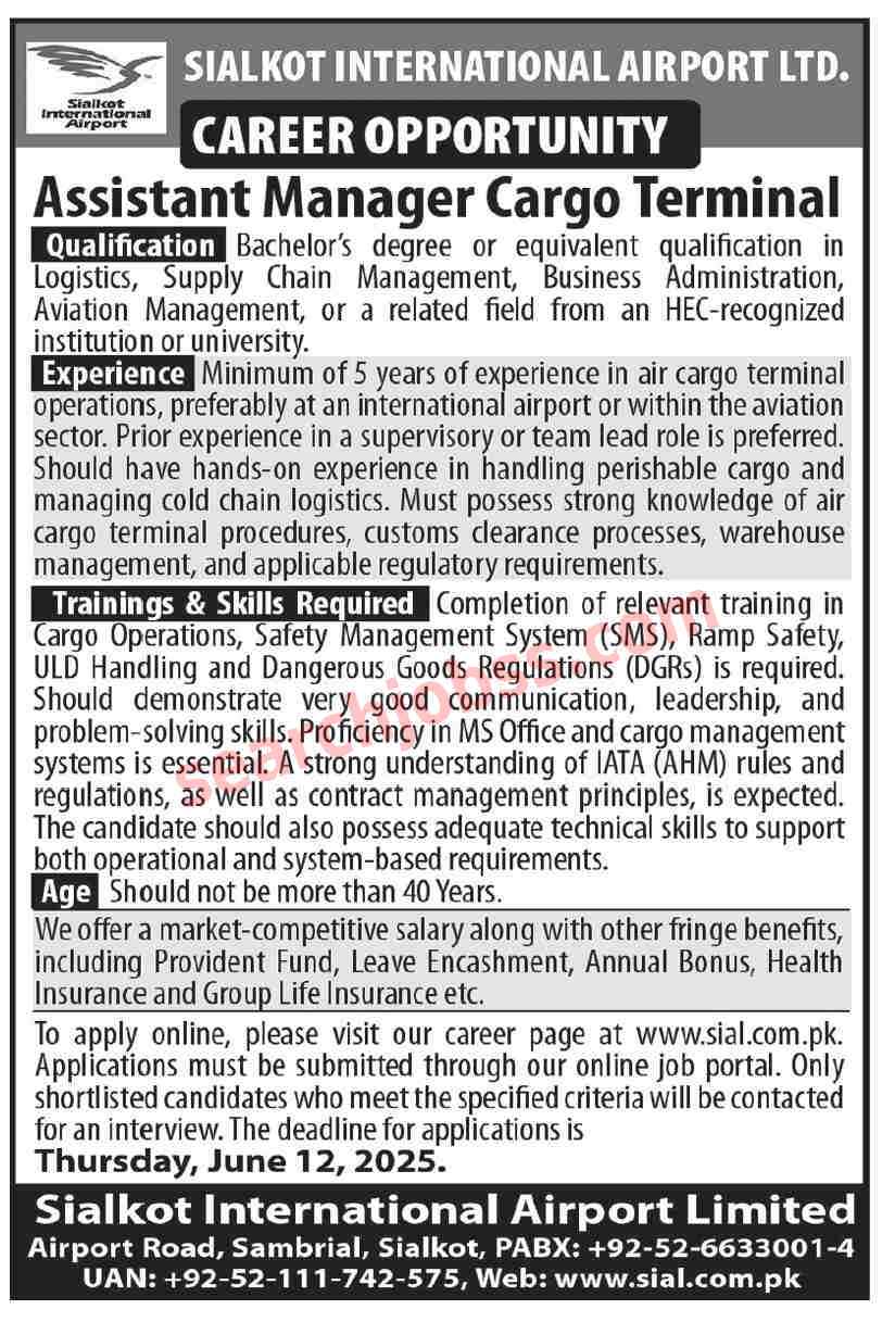 Latest Sialkot International Airport Jobs June 2025
