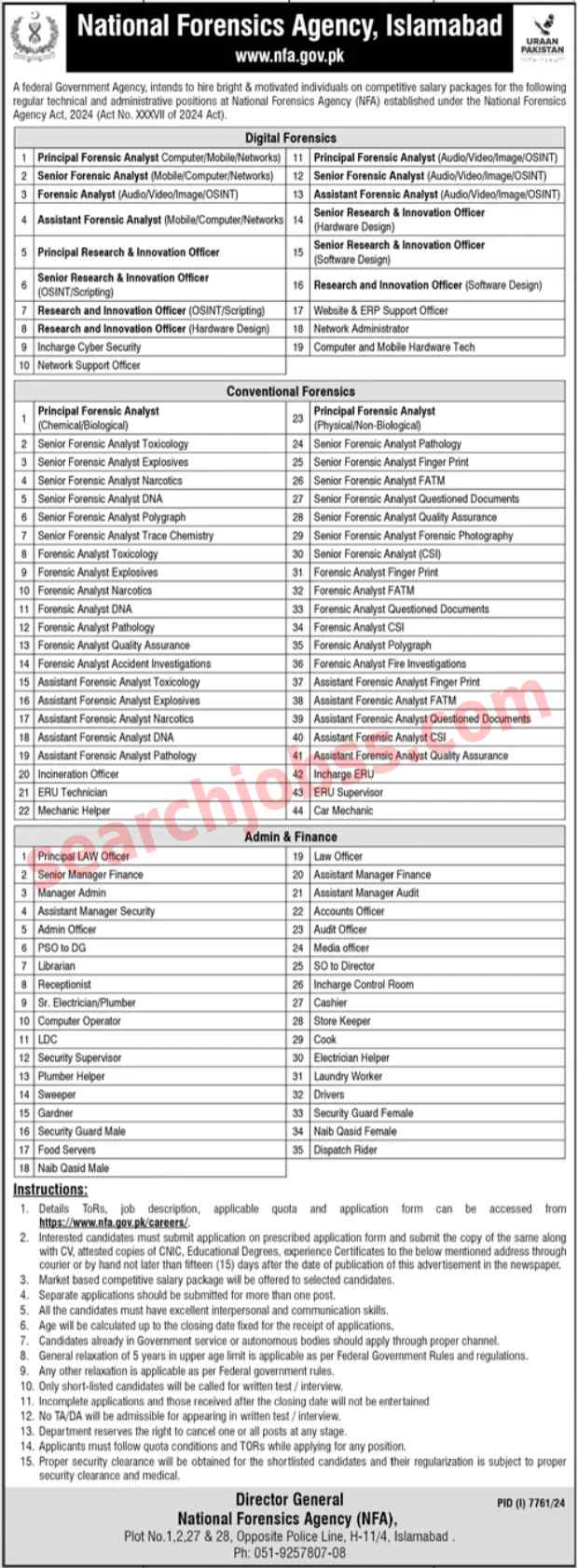 National Forensic Agency NFA Jobs May 2025