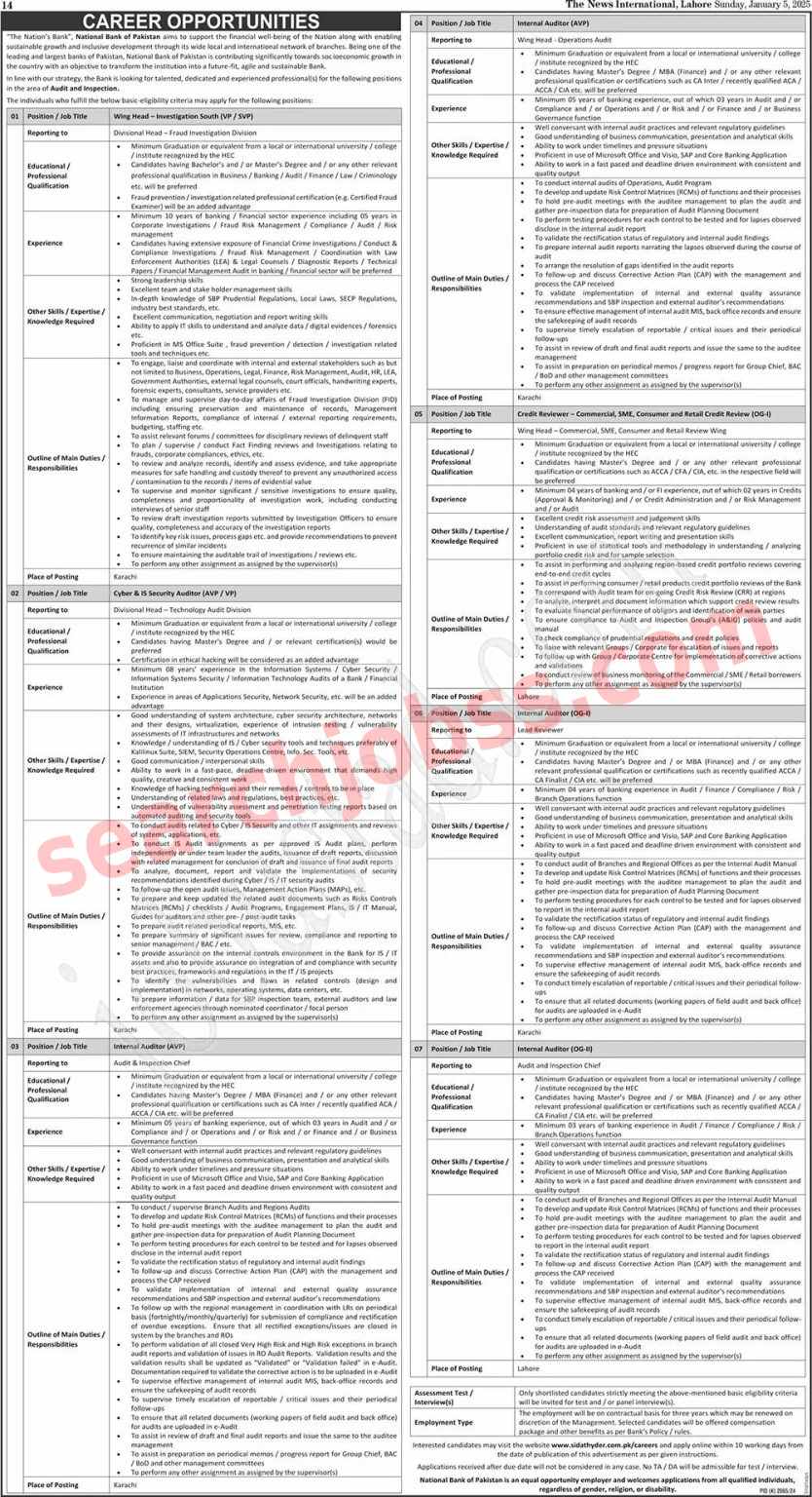 National Bank of Pakistan Jobs in Karachi January 2025