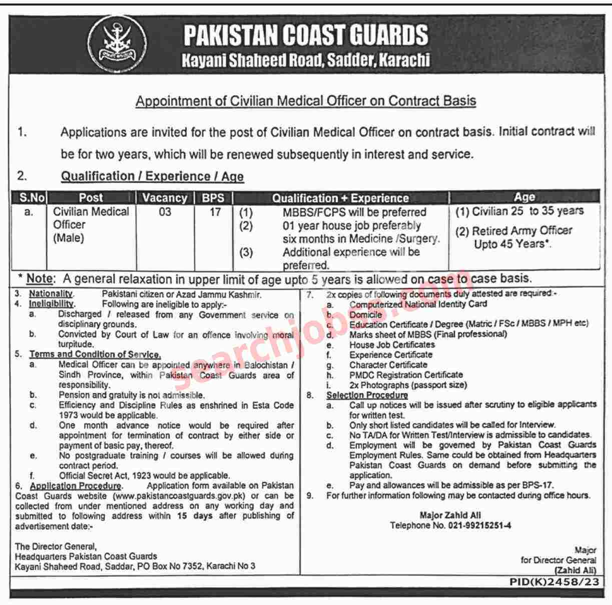 Pakistan Coast Guards Jobs in Karachi March 2024 Advertisement