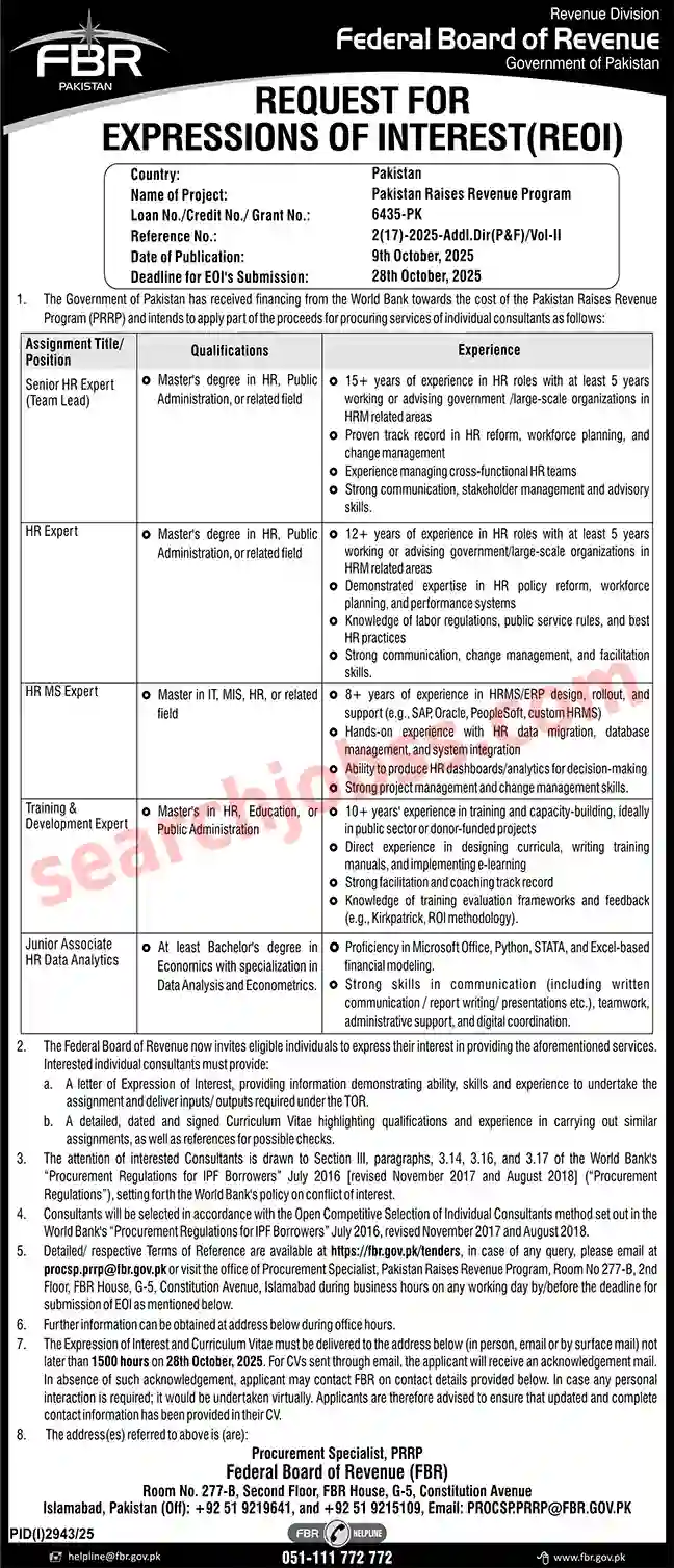 FBR Islamabad Government Jobs 2025 Apply Online Now
