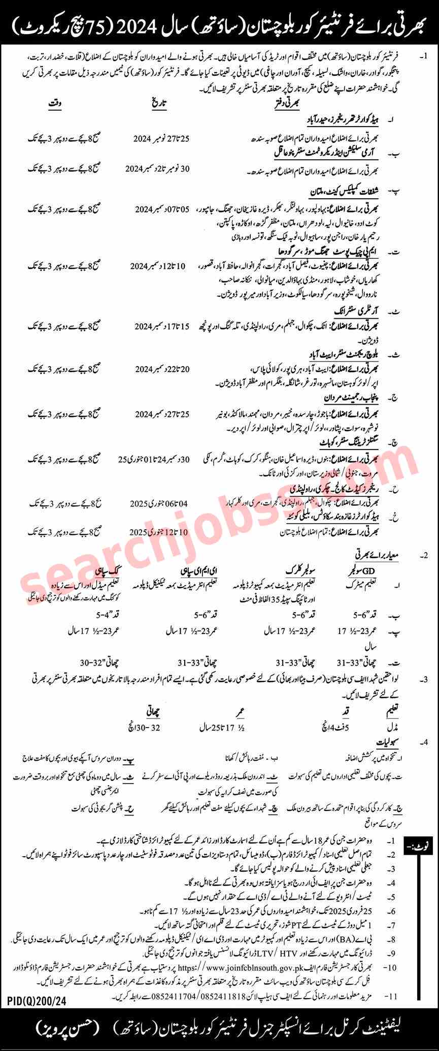 Frontier Corps FC Balochistan South Jobs 2025