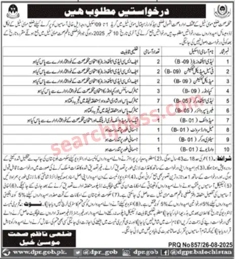 Latest Health Department Quetta Sept Jobs 2025