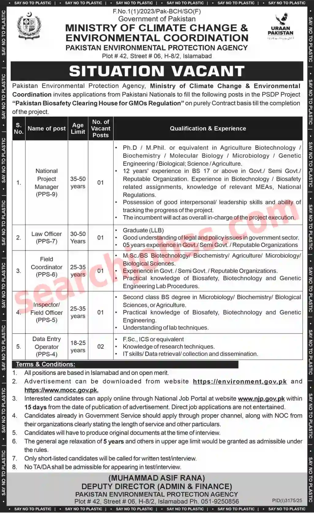 Ministry of Climate Change Islamabad Jobs 2025 Apply Online