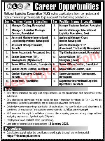 National Logistics Cooperation NLC Jobs January 2025