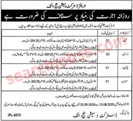 District and Session Court Attock Jobs 2025 Apply Now