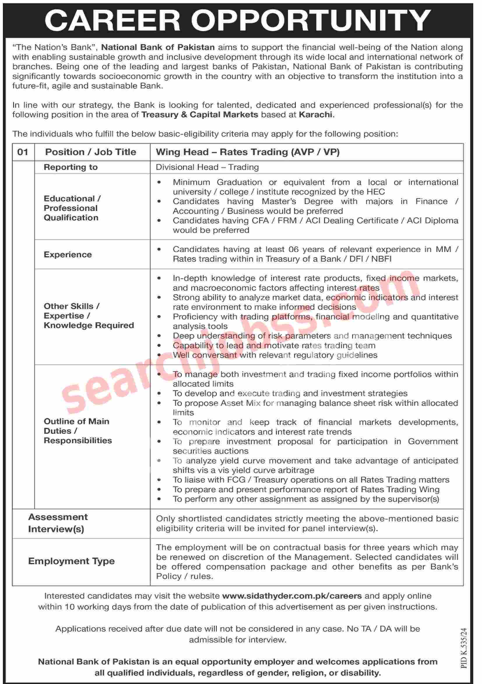 National Bank of Pakistan NBP Jobs in Karachi August 2024 Advertisement