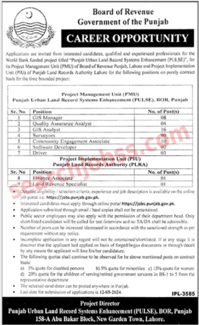 Board of Revenue Punjab Jobs in Lahore April 2024 Advertisement