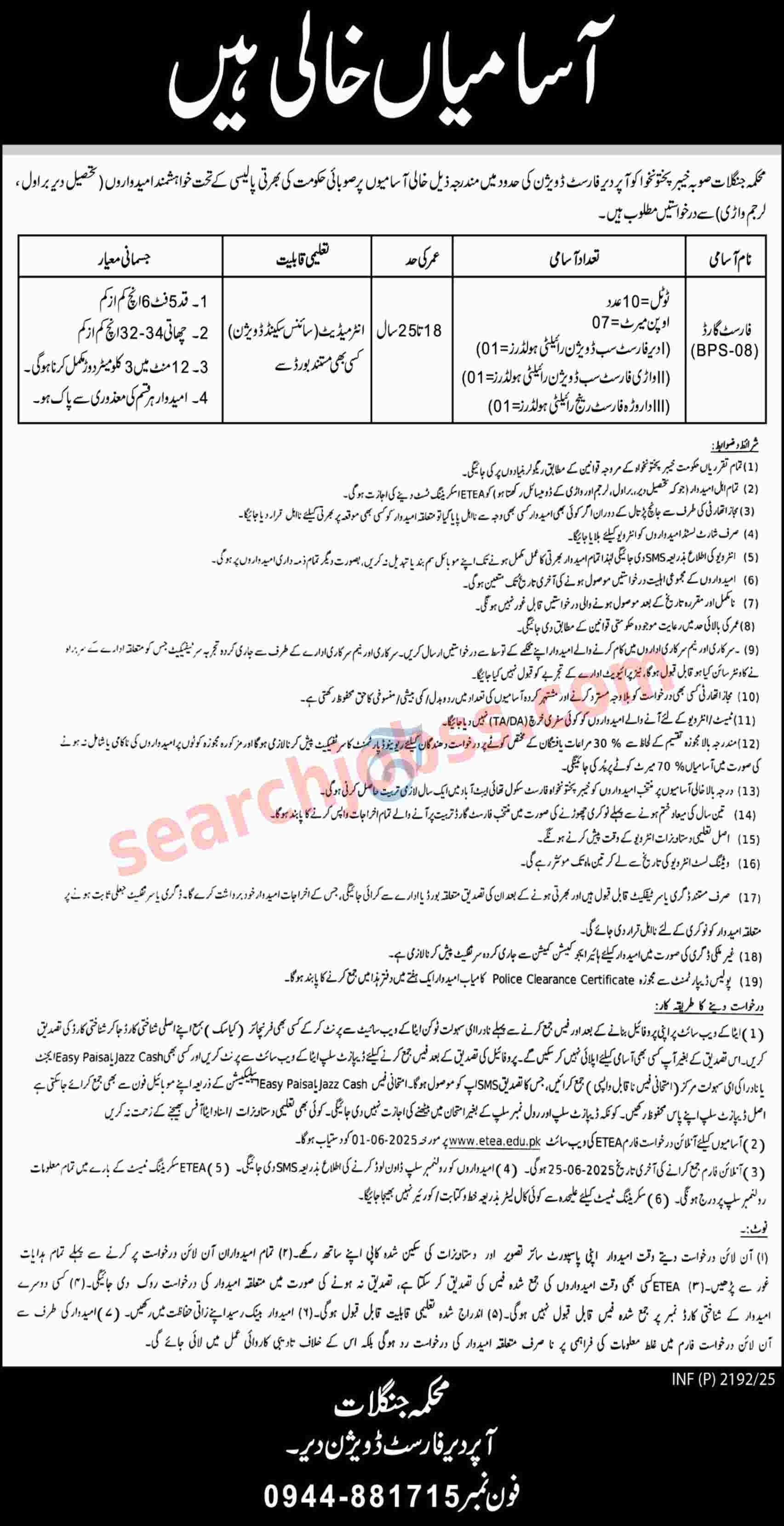 Latest Forest Department KPK Jobs June 2025