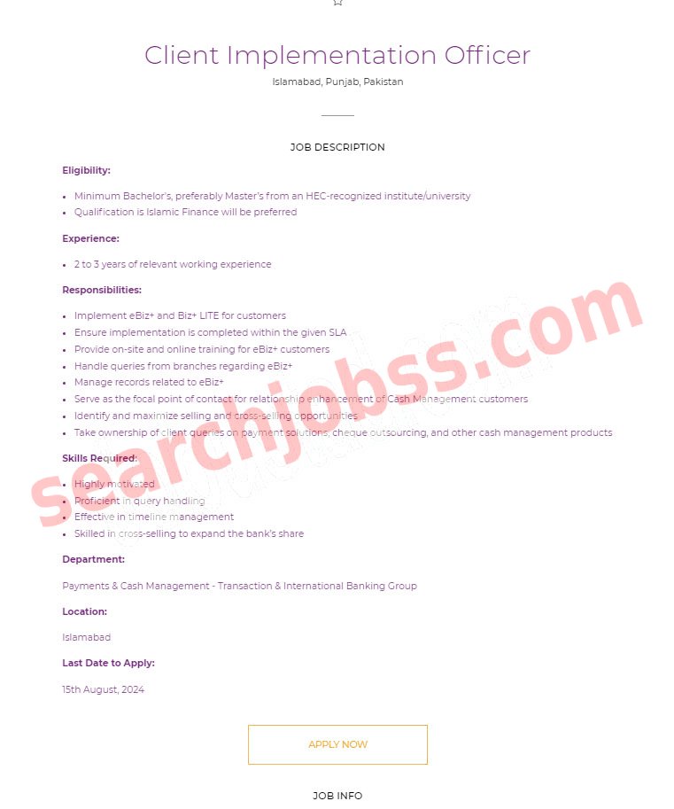 New Meezan Bank Pakistan Jobs in Karachi August 2024 Apply Online