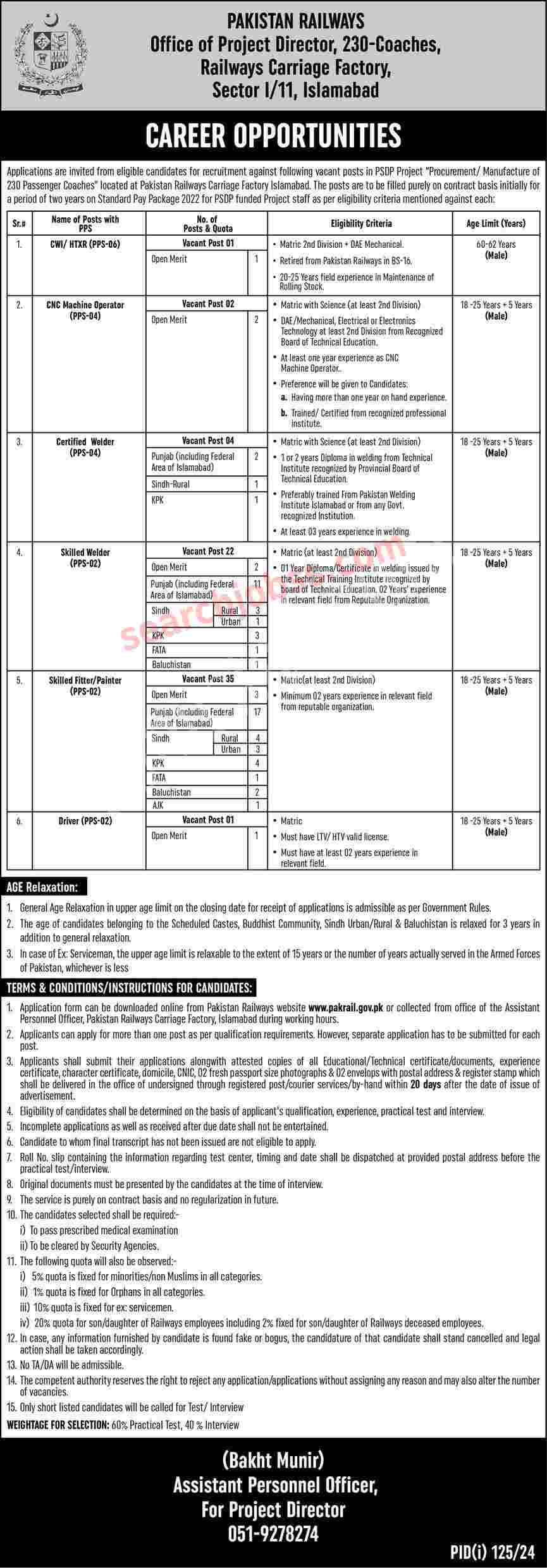 Latest Pakistan Railways Jobs in Islamabad July 2024 Advertisement