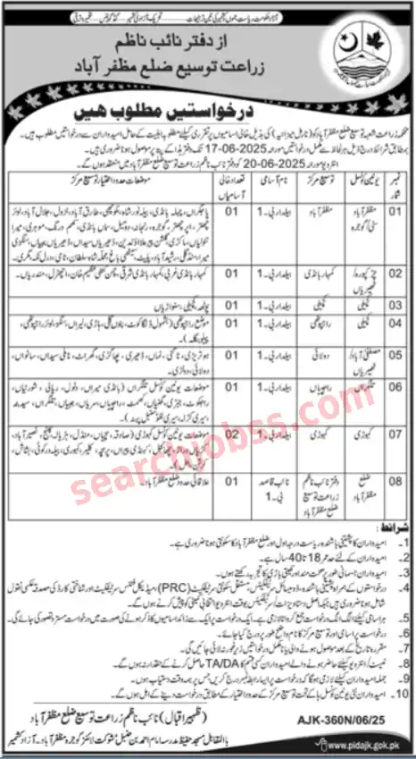 Agriculture Department AJK Jobs June 2025